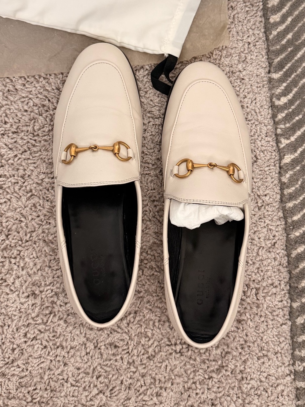Authentic GUCCI Loafer Agnello Plonge in Mystic White EUC Sz 38.5 EU / US 8.5